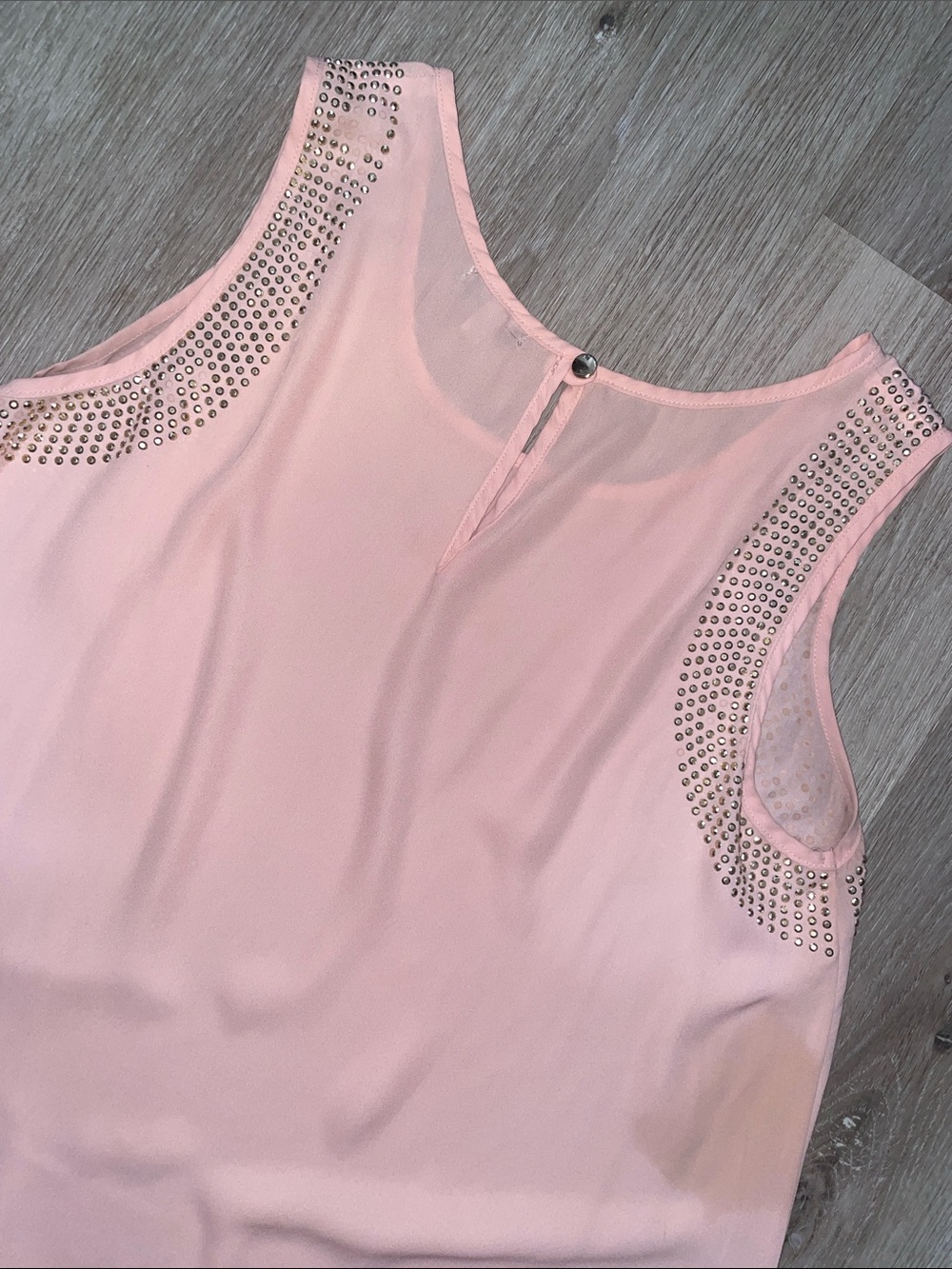 Studded Sleeveless Chiffon Camisole in Light Pink | Women’s Size Medium